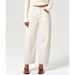 Citizens Of Humanity Cream Striped Wide Leg Jeans